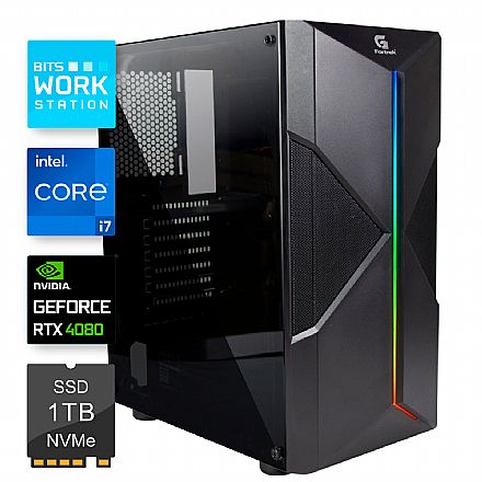Computador WorkStation Bits 2025 - Intel i7 14700F, 64GB, SSD 1TB, Nvidia RTX 4080, Windows 10 Professional