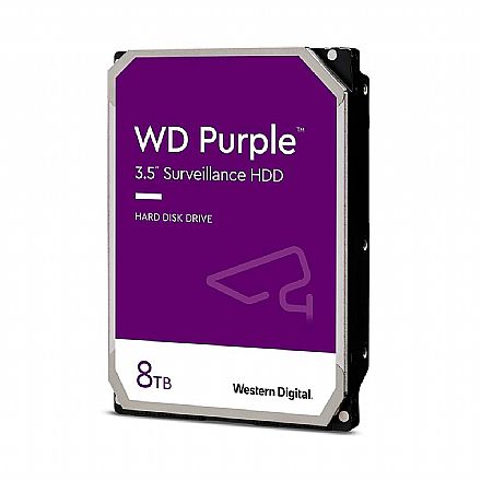 HD 8TB SATA - 5400RPM - 128MB Cache - Western Digital Purple Surveillance - WD84PURZ - Ideal para Vigilância