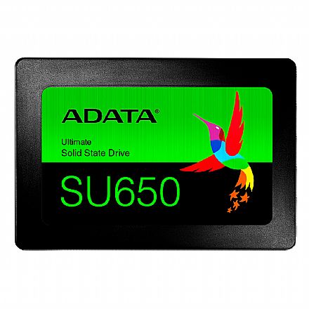 SSD 960GB Adata SU650 - SATA - Leitura 520MB/s - Gravação 450MB/s - SLC 3D NAND - ASU650SS-960GT-R