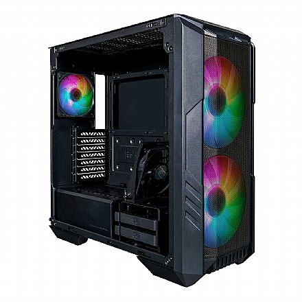 Gabinete Cooler Master HAF 500 - Lateral em Vidro Temperado - 2 Coolers ARGB inclusos - Preto - H500-KGNN-S00