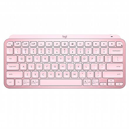 Teclado sem Fio Logitech MX Keys Mini - Padrão US - Bluetooth - Rosa - 920-010507