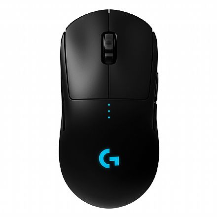 Mouse Gamer Sem Fio Logitech G Pro - RGB - 25.600dpi - Sensor HERO 25K - 8 Botões - Receptor sem fio LightSpeed - 1ms - 910-005271