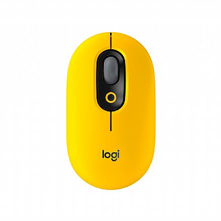 Mouse Sem Fio Logitech POP Blast - Amarelo - 4000dpi - 4 Botões - Botão Emoji Customizável - 910-006549