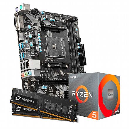 Kit Upgrade Processador AMD Ryzen™ 5 4600G + Placa Mãe MSI A320M-A Pro Max + Memória 16GB DDR4 (2x 8GB Dual channel)
