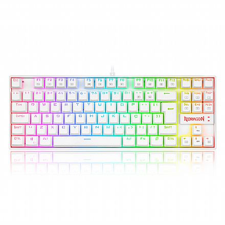 Teclado Mecânico Gamer Redragon Kumara Pro - ABNT2 - Switch Blue Magnetico - Iluminação RGB - Branco - K552W-RGB-PRO
