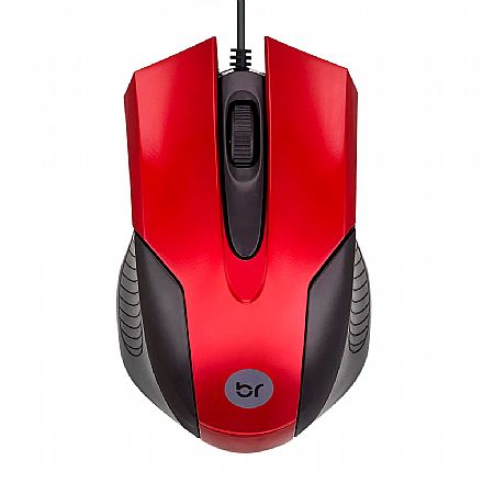 Mouse Bright - 1000dpi - Preto e Vermelho - USB - 02210