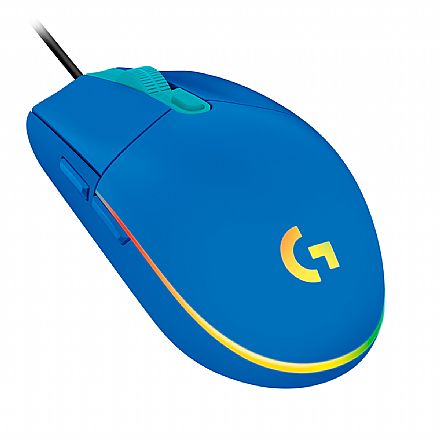 Mouse Gamer Logitech G203 RGB Lightsync - G HUB - 8000dpi - 6 Botões - Azul - 910-005795