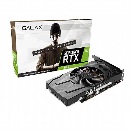 Placa de Vídeo GeForce RTX 3050 8GB GDDR6 128bits - 1-Click OC Plus - GALAX 35NSL8MD5YBP - Selo LHR