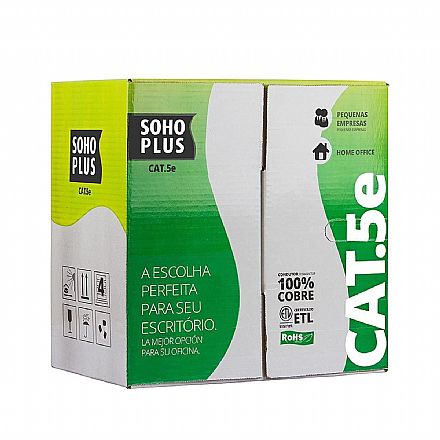 Caixa de Cabo UTP Cat 5e para rede - Furukawa Soho Plus - Homologado - 305 metros - CMX - Cinza