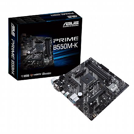 Placa Mãe Asus Prime B550M-K (AM4 - DDR4 4800 O.C) - Chipset AMD B550 - USB 3.2 - Slot M.2 - Micro ATX