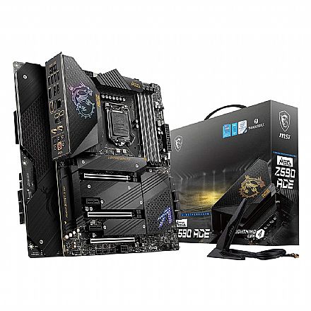 Placa Mãe MSI MEG Z590 ACE (LGA 1200 - DDR4 5600 O.C) - Chipset Intel Z590 - Thunderbolt - RGB - Wi-Fi e Bluetooth - Slot M.2 - ATX