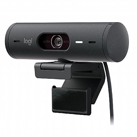 Web Câmera Logitech Brio 500 - Video Chamada e Gravações em Full HD - Microfone Duplo - Preto - 960-001412