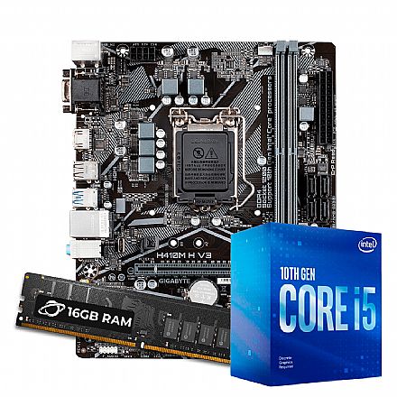 Kit Upgrade Processador Intel® Core™ i5 10400F + GIGABYTE H410M-H V3 + 16GB DDR4