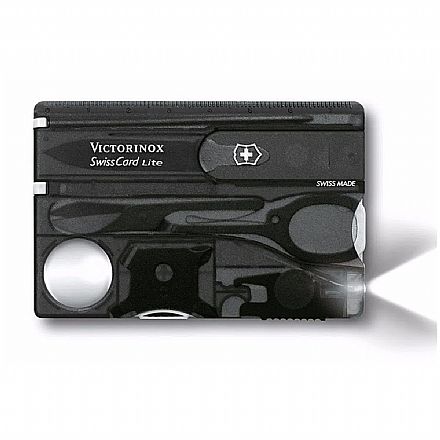 Canivete Victorinox Swiss Card Lite - com 13 funções - Preto - 0.7333.T3