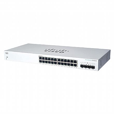 Switch 24 Portas Cisco Business 220 - Gerenciavel - 24 portas Gigabit + 4 portas 10G SFP+ - CBS220-24T-4X-NA