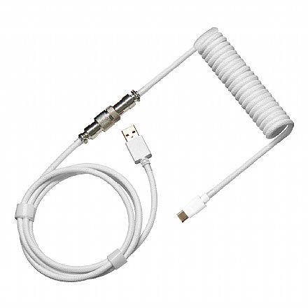 Cabo para Teclado Coiled Cooler Master - Até 1.5m - Conector Aviator - Branco - KB-CWZ1