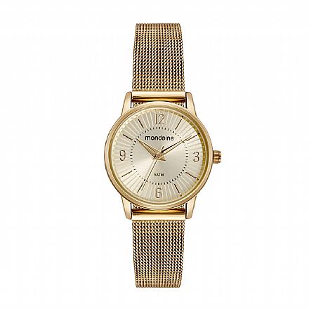 Relógio Feminino Mondaine Malha de aço Dourado - 32494LPMVDE1