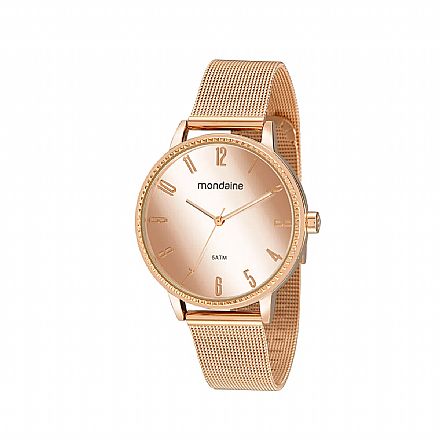 Relógio Feminino Mondaine Espelhado Malha de Aço Rosé - 32283LPMVRE2