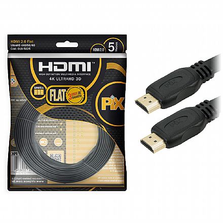 Cabo HDMI 2.0 Flat - 5 Metros - 4K UltraHD HDR 60Hz / 1080p Full HD 120Hz - 018-5025