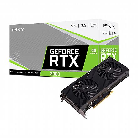 GeForce RTX 3060 8GB GDDR6 128bits - PNY Verto Dual Fan - VCG30608DFBPB1 - Selo LHR