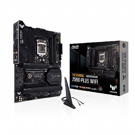 Placa Mãe Asus TUF Gaming Z590-PLUS WIFI (LGA 1200 DDR4 5133 O.C) - Chipset Z590 - USB 3.2 - Wi-Fi 6 - Slot M.2 - ATX