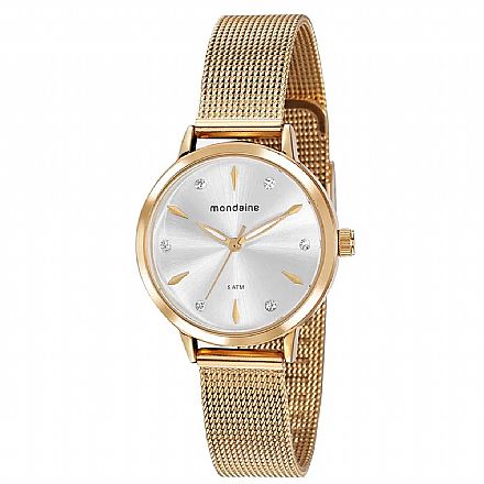 Relógio Feminino Mondaine Malha De Aço Dourado - 76733LPMVDE3