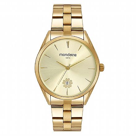 Relógio Feminino Mondaine Calendário de Flor Dourado - 76768LPMVDE2