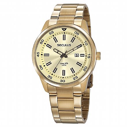 Relógio Masculino Seculus Long Life Casual Aço Dourado - 20786GPSVDA2