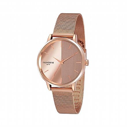 Relógio Feminino Mondaine Malha de Aço Espelhado Rosé - 32117LPMVRE3