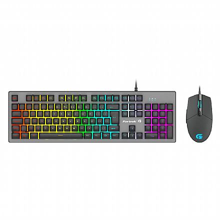 Kit Teclado e Mouse Gamer Fortrek Ranger - Teclas Multimídia - 6400dpi - Iluminação LED - Preto - 70551