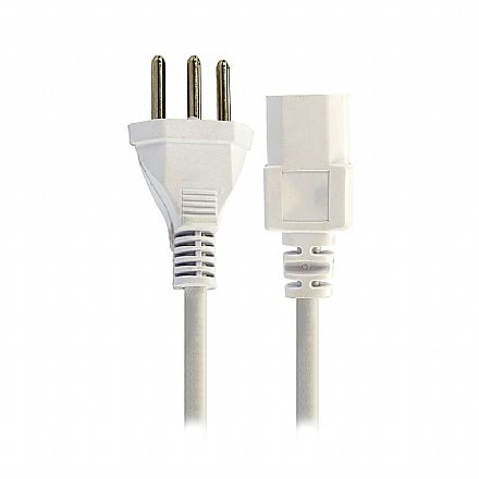 Cabo de Força 2,5 metros - Tripolar - Padrão 3 pinos - 0,75mm / 10A - Branco - para Fonte até 800W - CBF-42001