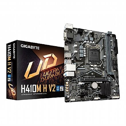 Placa Mãe Gigabyte H410M-H V2 (LGA 1200 - DDR4 2933) - Chipset H410 Express - USB 3.2 - Slot M.2 - Micro ATX
