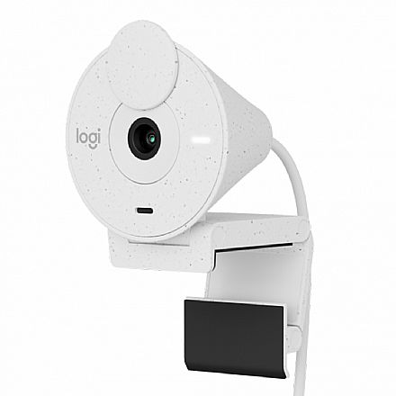 Web Câmera Logitech Brio 300 - Video Chamada e Gravações em Full HD - Branco - 960-001440