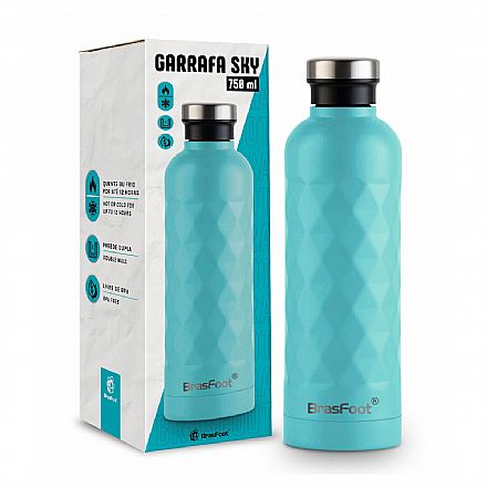 Garrafa Térmica Brasfoot Sky - 750ml - Quente ou Frio por ate 12horas - Azul Tiffany - 13097