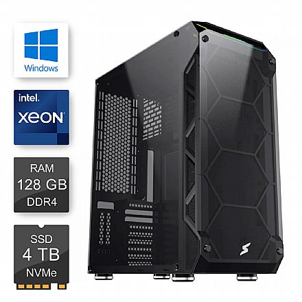 Servidor Bits 2024 - Intel® Xeon E-2324G, RAM 128GB ECC, SSD 4TB NVMe, Fonte 1000W, Refrigeração Líquida, Windows Server 2019 Essentials