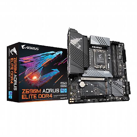 Placa Mãe Gigabyte Z690 AORUS ELITE - (LGA 1700 - DDR4 5330 O.C) Chipset Z690 - Slot M.2 - USB 3.2 - 2.5GbE LAN - Micro ATX