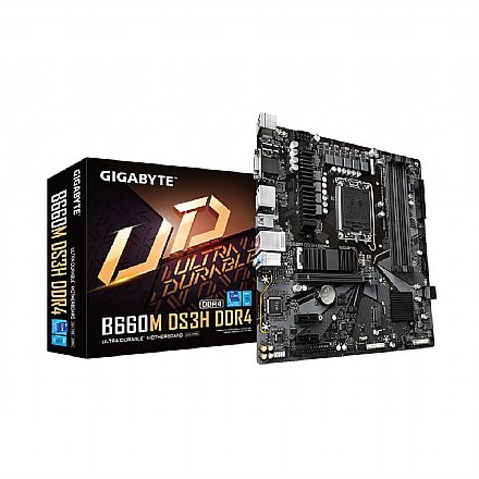 Placa Mãe Gigabyte B660M DS3H DDR4 - (LGA 1700 - DDR4 5333 O.C) Chipset Intel B660 - Slot M.2 - Micro ATX