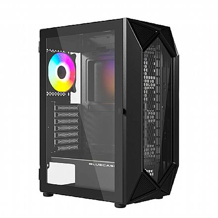 Gabinete Gamer Bluecase BG-049 Obsidian - Lateral em Vidro Temperado - USB 3.0 - Mid Tower - Preto