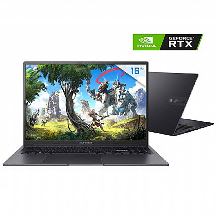 Notebook Asus Vivobook 16X K3605ZF-MB419 - Intel i5 12500H, RAM 16GB, SSD 512GB, GeForce RTX 2050, Tela 16" WUXGA IPS, Linux - Indie Black
