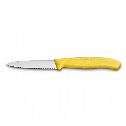 Faca Victorinox Swiss Classic - Lâmina Serrilhada Extremamente Afiada - 8 cm - Amarela - 6.7636.L118