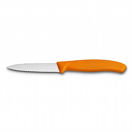 Faca Victorinox Swiss Classic - Lâmina Serrilhada Extremamente Afiada - 8 cm - Laranja - 6.7636.L119