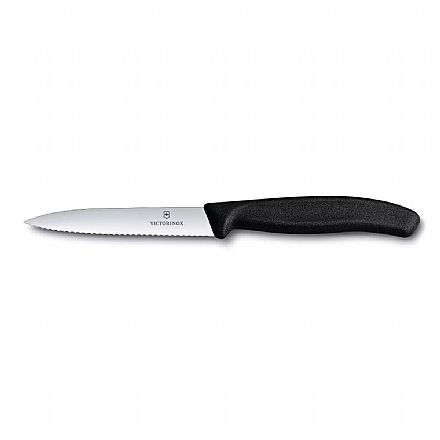 Faca Victorinox Swiss Classic - Lâmina Serrilhada Extremamente Afiada - 10 cm - Preta - 6.7733