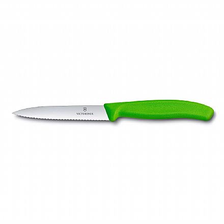 Faca Victorinox Swiss Classic - Lâmina Serrilhada Extremamente Afiada - 10 cm - Verde - 6.7736.L4