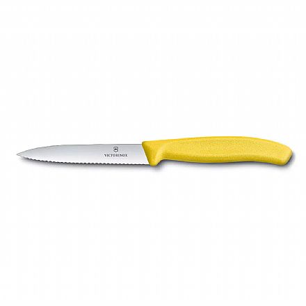 Faca Victorinox Swiss Classic - Lâmina Serrilhada Extremamente Afiada - 10 cm - Amarela - 6.7736.L8