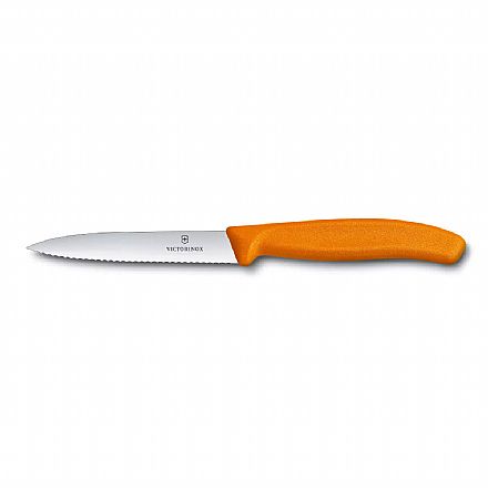 Faca Victorinox Swiss Classic - Lâmina Serrilhada Extremamente Afiada - 10 cm - Laranja - 6.7736.L9