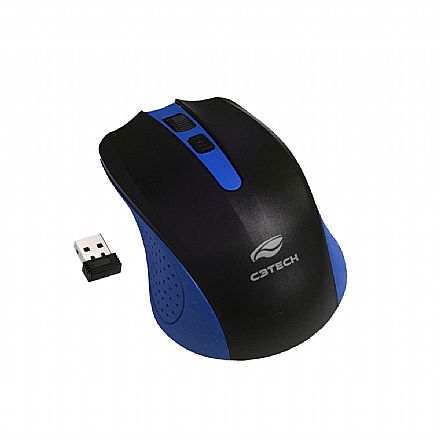 Mouse sem Fio C3 Tech M-W20BL - 2.4GHz - 1000dpi - Azul