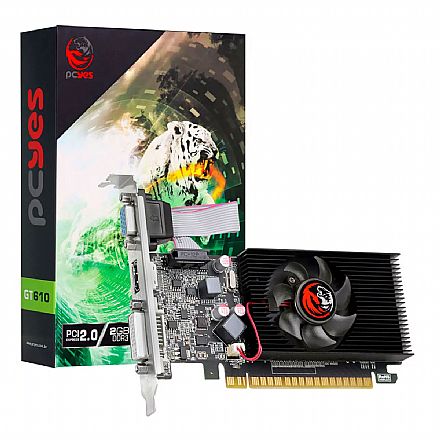 Placa de Vídeo GeForce GT 610 2GB GDDR3 64bits - Low Profile - PCYes - PVG6102GBR364LP