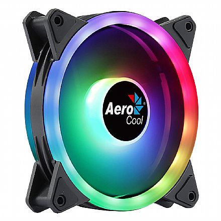 Cooler 120mm Aerocool Duo 12 ARGB - 1000 RPM - LED ARGB - Preto