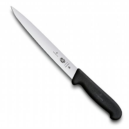 Faca Victorinox Chef Profissional - Lâmina Extremamente Afiada - para Filetar - Certificação NSF - 20 cm - Preta - 5.3703.20