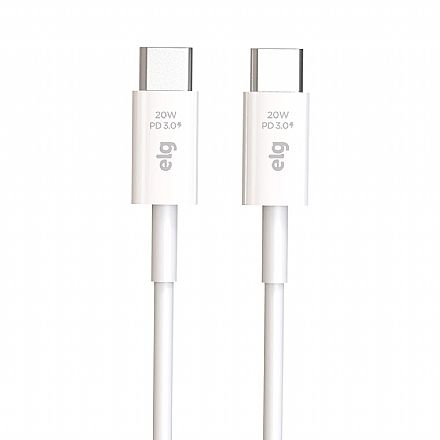 Cabo USB-C - Power Delivery - 1 metro - 20W - Branco - ELG TC20W